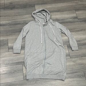 Grace Karin Heather Gray Zip-Up Hooded long Sweatshirt size small